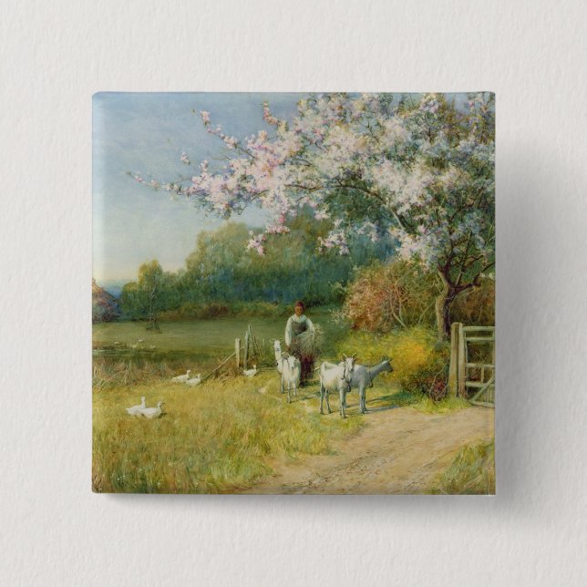 Springtime 15 Cm Square Badge (Front)