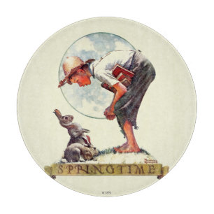 Springtime, 1935 boy with bunny cutting board