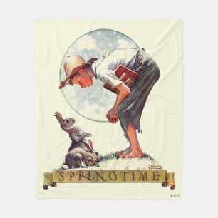 Springtime, 1935 boy with bunny fleece blanket