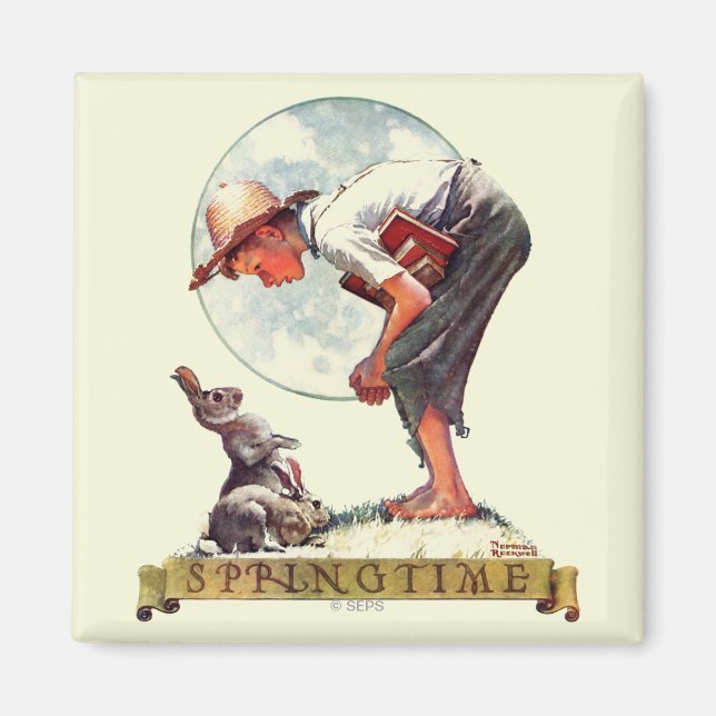 Springtime, 1935 boy with bunny magnet (Front)