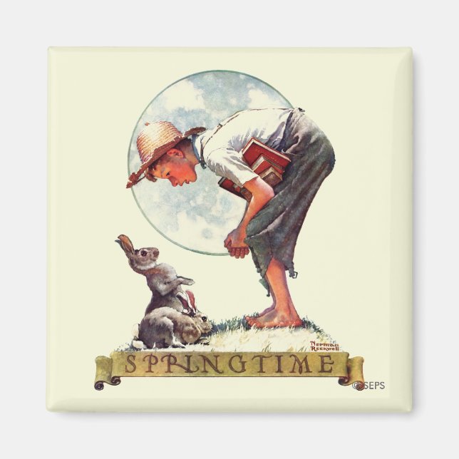 Springtime, 1935 boy with bunny magnet (Front)