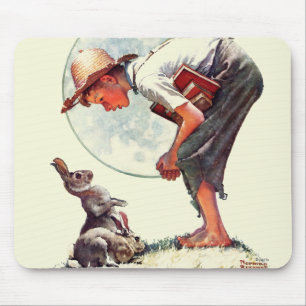 Springtime, 1935 boy with bunny mouse pad