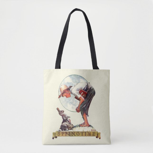 Springtime, 1935 boy with bunny tote bag (Front)