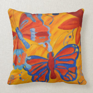 Springtime Abstract Monarch Butterfly Throw Pillow