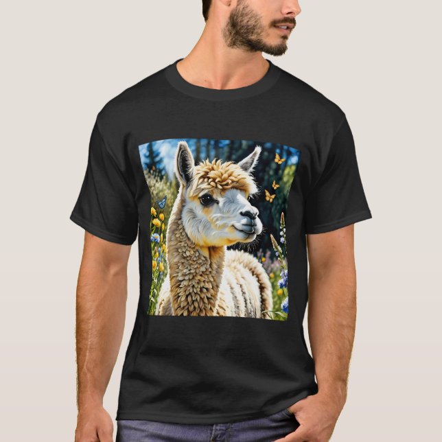 Springtime Alpaca  T-Shirt (Front)