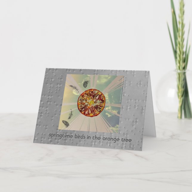 springtime birds in the orange tree card (Front)