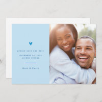 Springtime Blue Minimalist Heart Save the Date