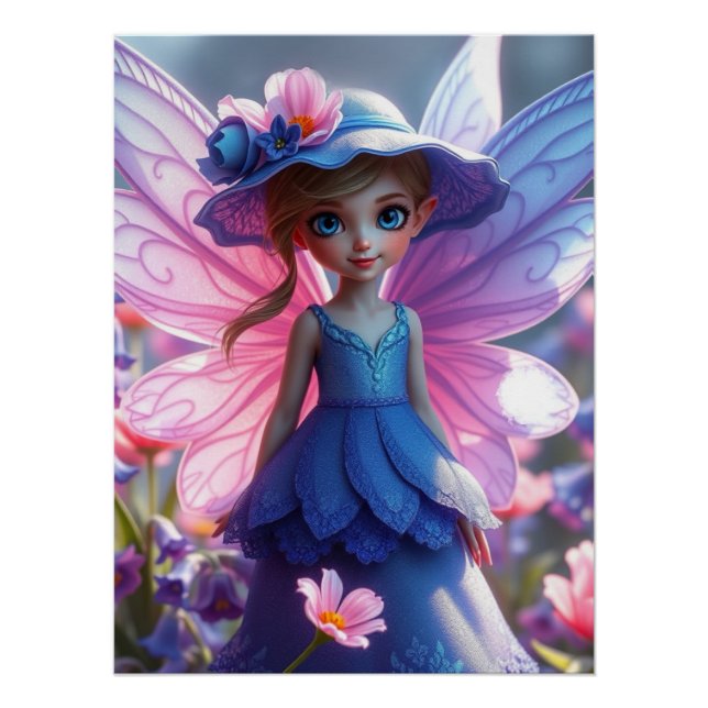 Springtime Bluebell Fairy Art  Poster (Front)