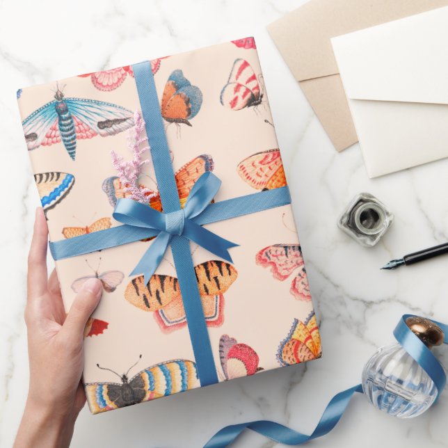Springtime Bright Butterflies Blush Wrapping Paper (Gifting)