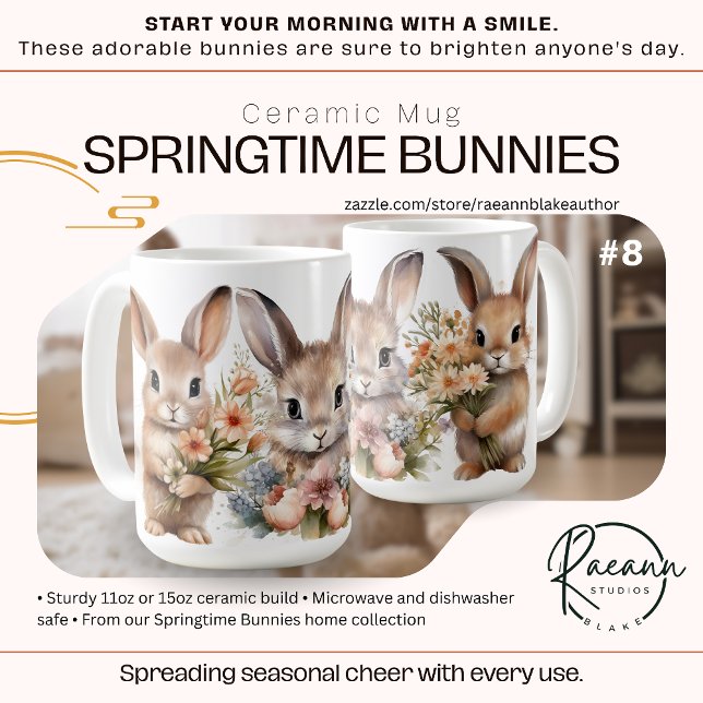 'Springtime Bunnies' Ceramic Mug (Creator Uploaded)