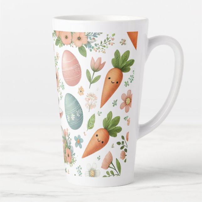 Springtime Bunny Bliss – Easter Latte Floral Mug (Right)