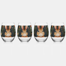 Springtime Bunny Magic Drinkware Set Stemless Wine Glass