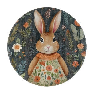 Springtime Bunny Magic  Glass Cutting Board 