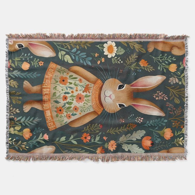 Springtime Bunny Magic  Throw Blanket (Front)