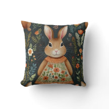 Springtime Bunny Magic Throw Pillow