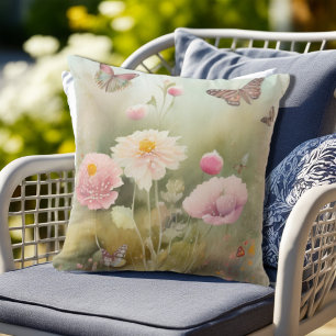 Springtime Butterflies and Flowers Cushion