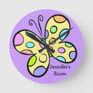 Springtime Butterfly Round Clock