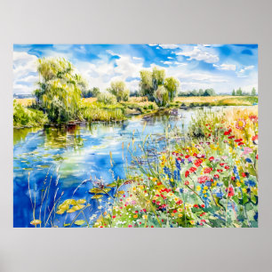 Springtime by the Havel Havelland Watercolor Sty Poster