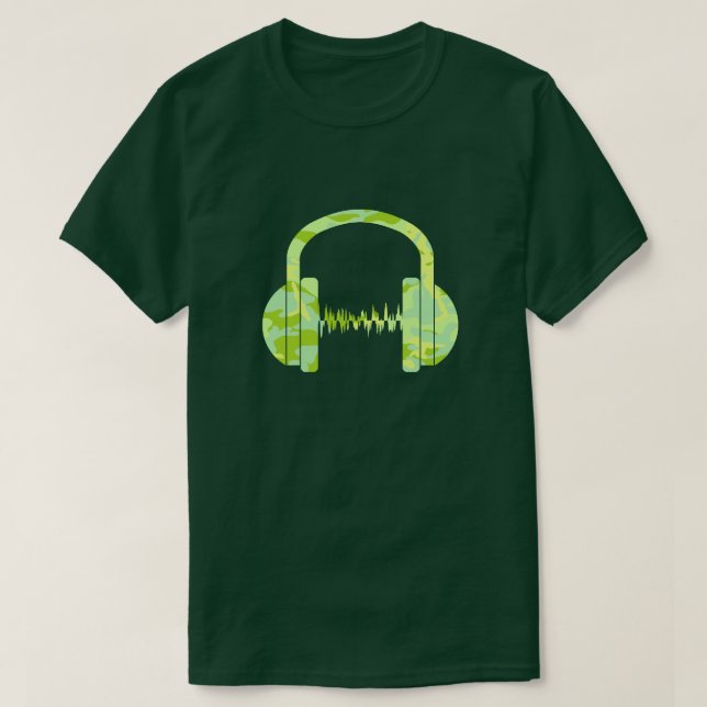 SpringTime Camo Pattern Headphones T-Shirt (Design Front)
