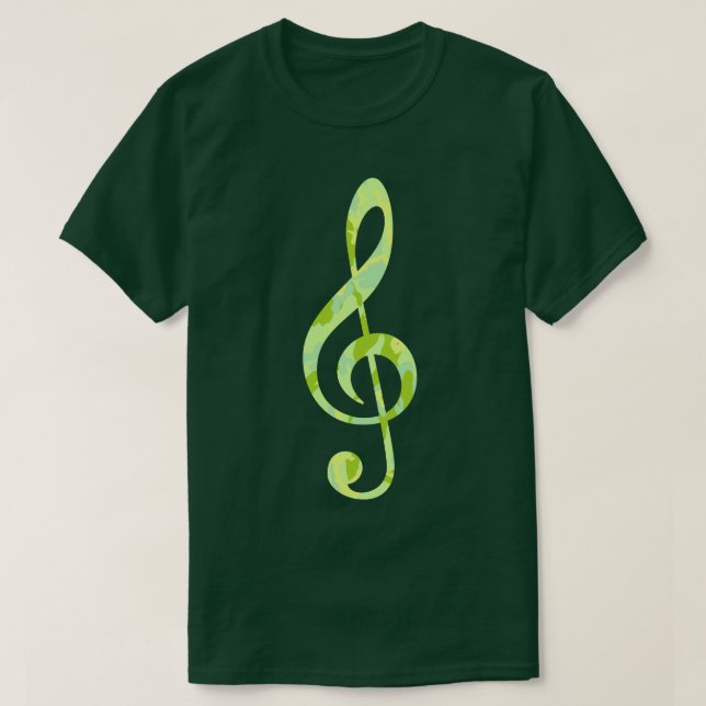SpringTime Camo Pattern Treble Clef T-Shirt (Design Front)