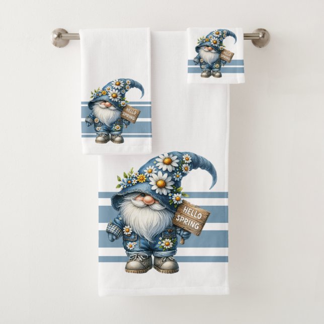 Springtime Cheer Gnome Bath Towel Set (Insitu)