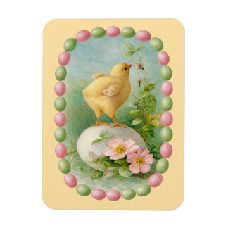 Springtime Chick with Pastel Egg Border Magnet