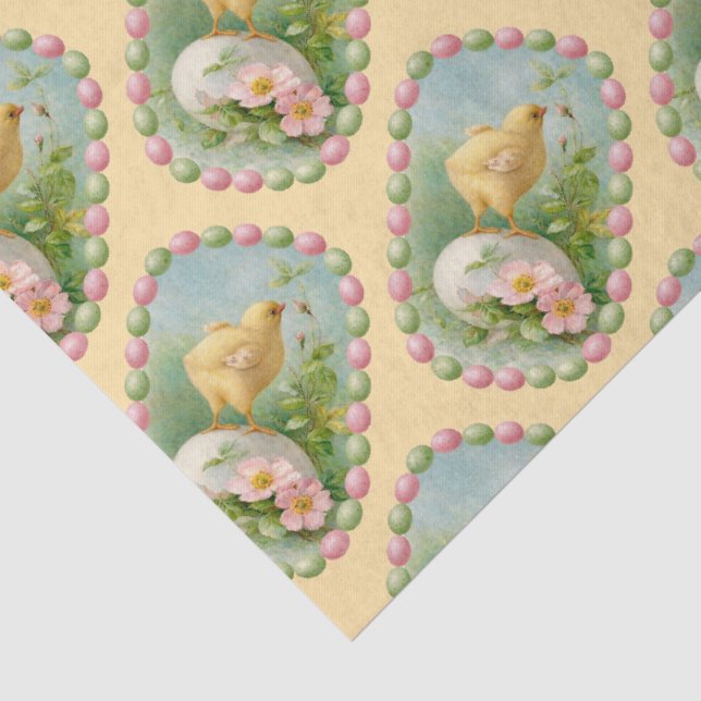 Springtime Chick with Pastel Egg Border Tissue Paper (Detail)