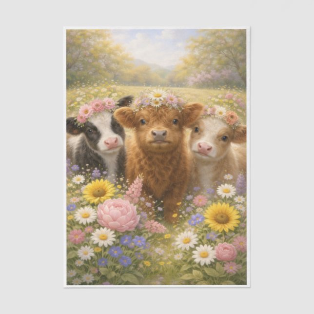 Springtime Cows  Tissue Paper (Front)