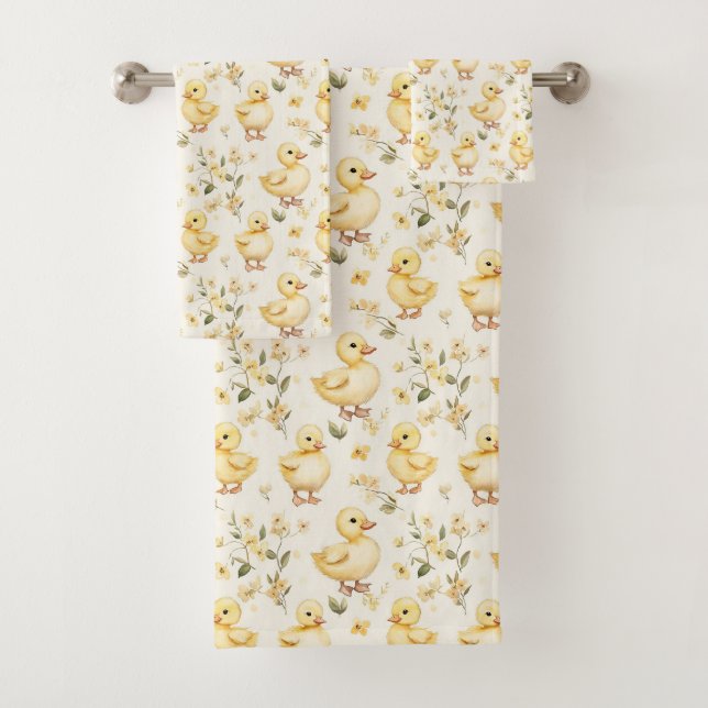 Springtime Ducklings Easter  Bath Towel Set (Insitu)