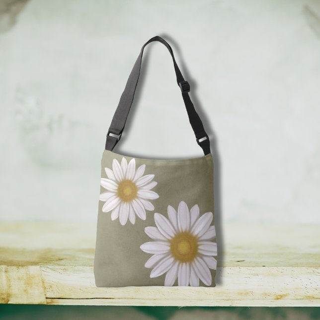 Springtime Dusty Sage Daisy Hand-Drawn Crossbody Bag (Creator Uploaded)