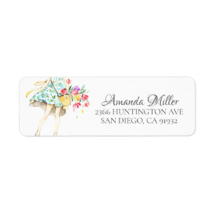 Springtime Fashion Girl Return address Label
