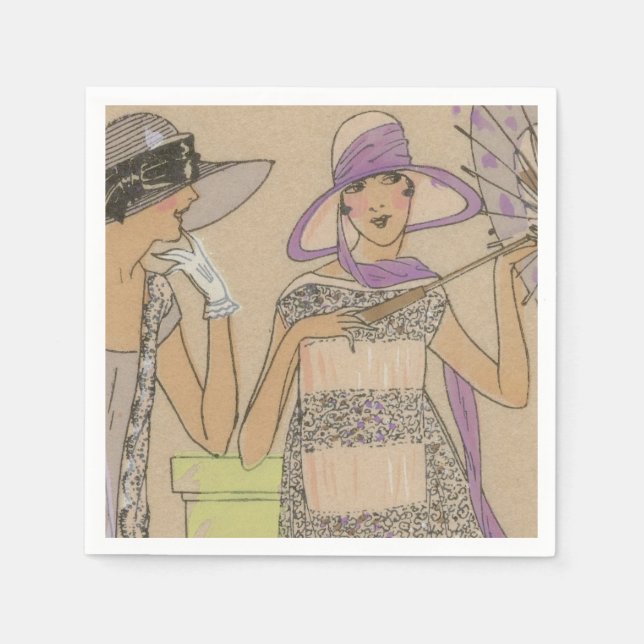 Springtime Flapper Girl's Shower Napkin (Front)