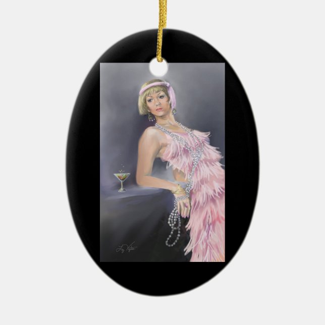 Springtime Flapper Oval Ornament (Front)