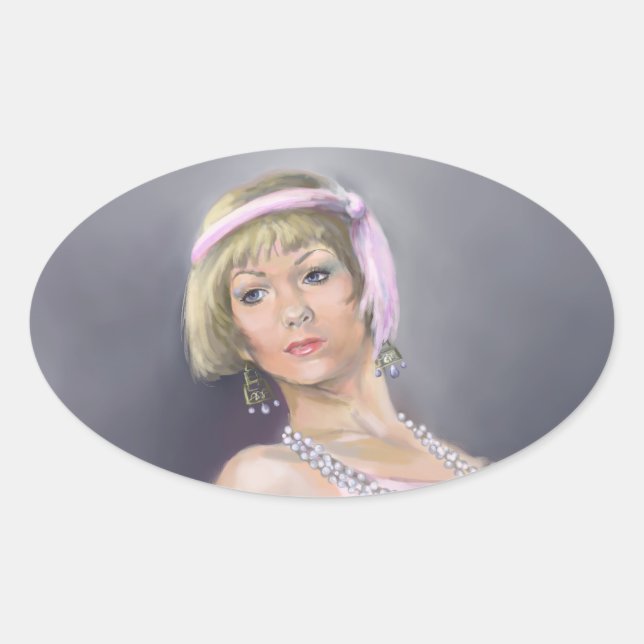Springtime Flapper Oval Sticker (Front)