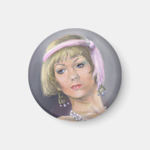 Springtime Flapper Portrait Magnet