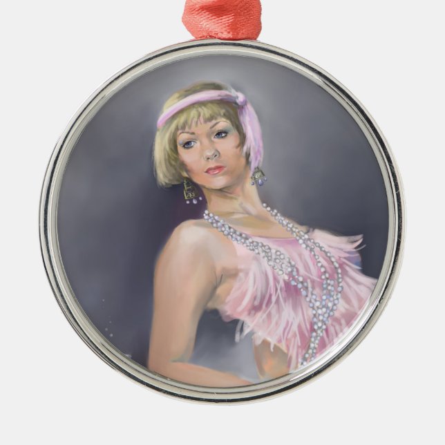 Springtime Flapper Premium Round Ornament (Front)
