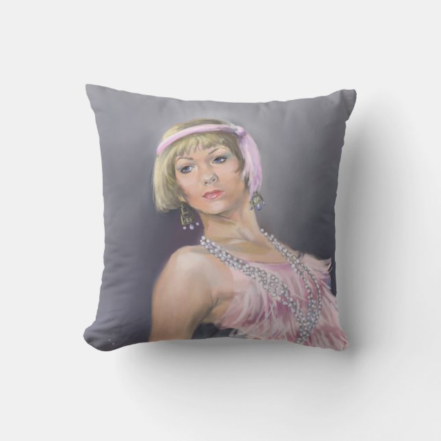 Springtime Flapper Throw Pillow (Front)