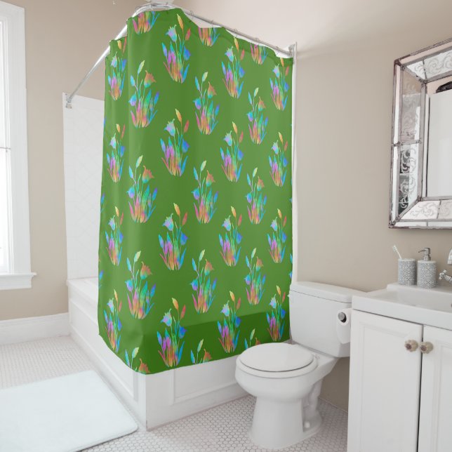 Springtime Floral Clumps Shower Curtain (In Situ)