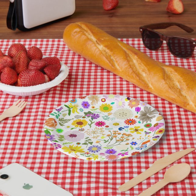 Springtime floral harmony paper plate (Picnic)