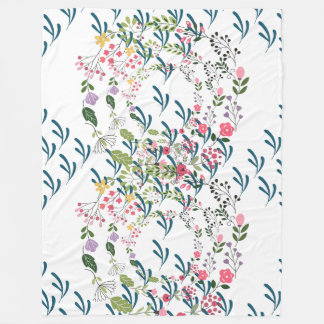 Springtime Floral + Leaf Design Gift Fleece Blanket