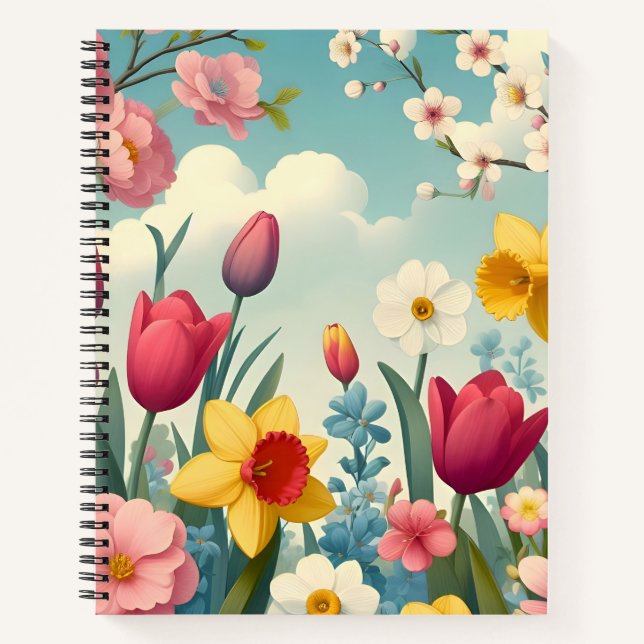 Springtime Floral Pattern Notebook (Front)