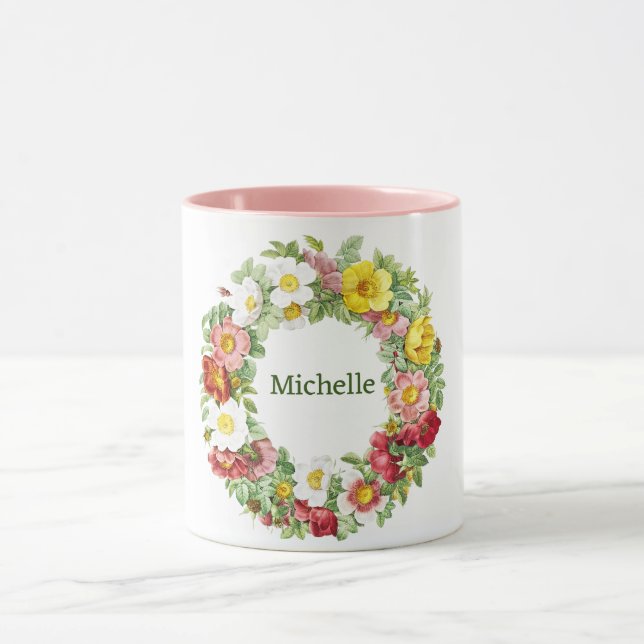 Springtime Floral Wreath Template Mug (Center)