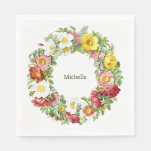 Springtime Floral Wreath Template Napkin
