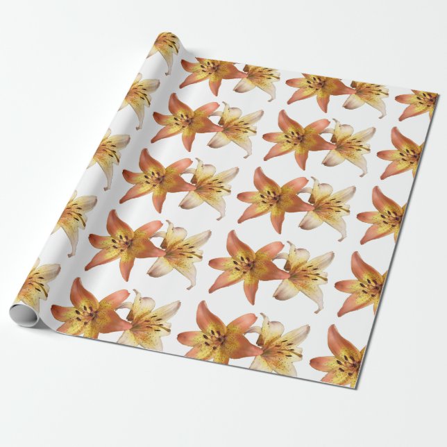 Springtime Flower "Day Lily" Printed Wrapping Paper (Unrolled)