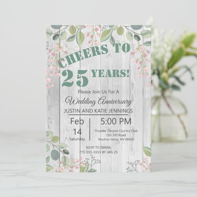Springtime Flowers Anniversary Invitation (Standing Front)