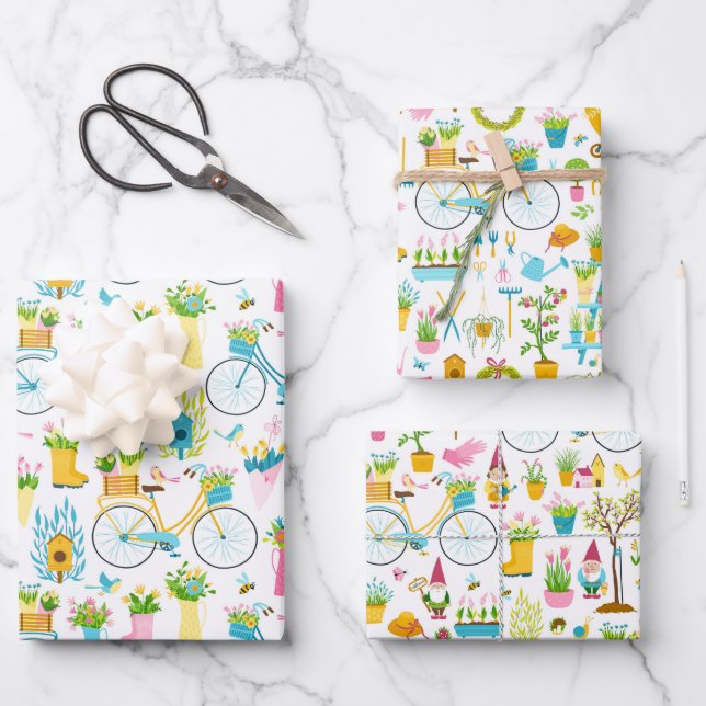 springtime Garden Wrapping Paper Sheet (Front)