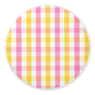 Springtime Gingham Ceramic Knob
