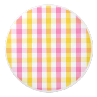 Springtime Gingham Ceramic Knob