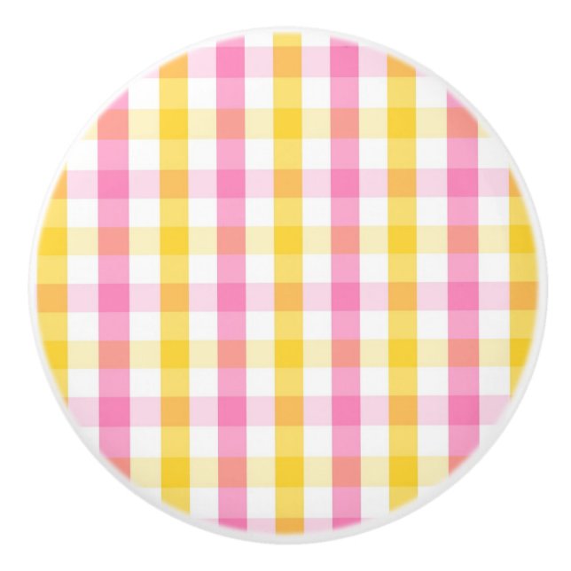 Springtime Gingham  Ceramic Knob (Front)