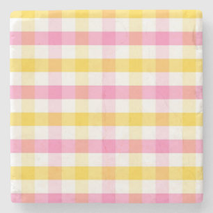 Springtime Gingham Stone Coaster